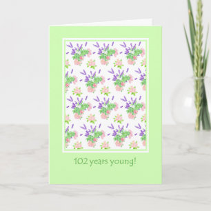 Cartão Bonito Floral 102ª Saudação de Aniversário