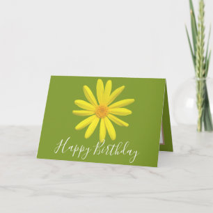 Cartão Bonito Floral Moderno Daisy Flower Green Birday
