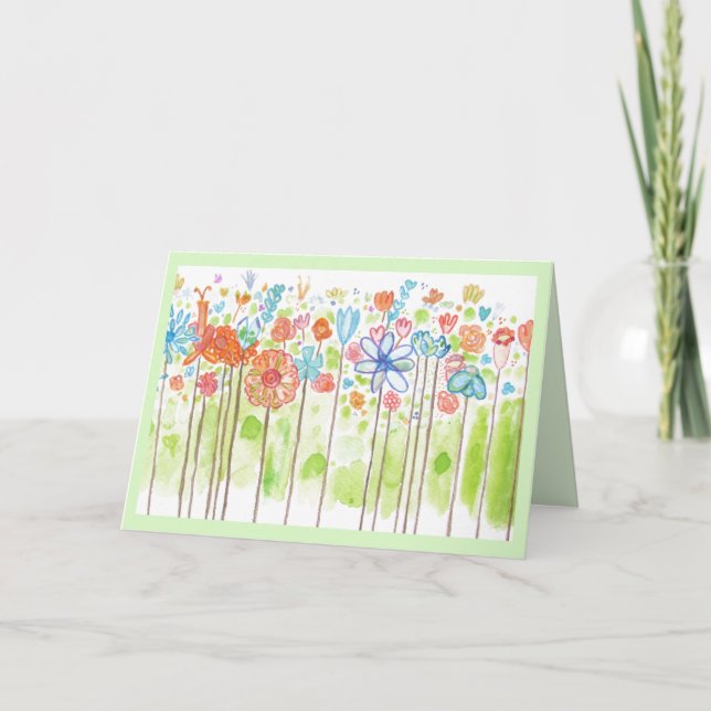 Cartão Bonito Flores Whimsy Aquarela (Frente)