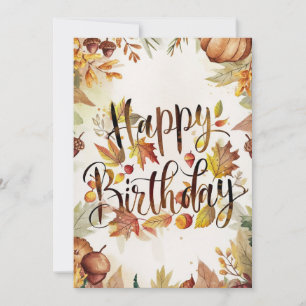 Cartão Bonito Folha de outono de outono Feliz Aniversário