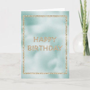 Cartão Bonito Glam Mint Green Dourado Glitter Birday