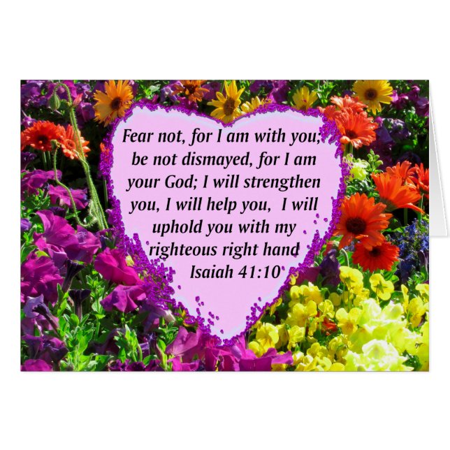 CARTÃO BONITO ISAIAH 41:10 FLORAL DESIGN (Frente Horizontal)