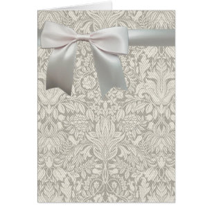 Cartão Bonito Linen White Lace Antique de Casamento
