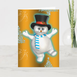 Cartão Bonito Neve Dourado Natal Dançante