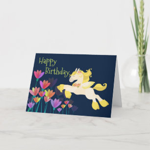 Cartão Bonito Pegasus apreciando o aniversário das flore