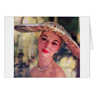 Cartão bonito senhora, chapéu grande