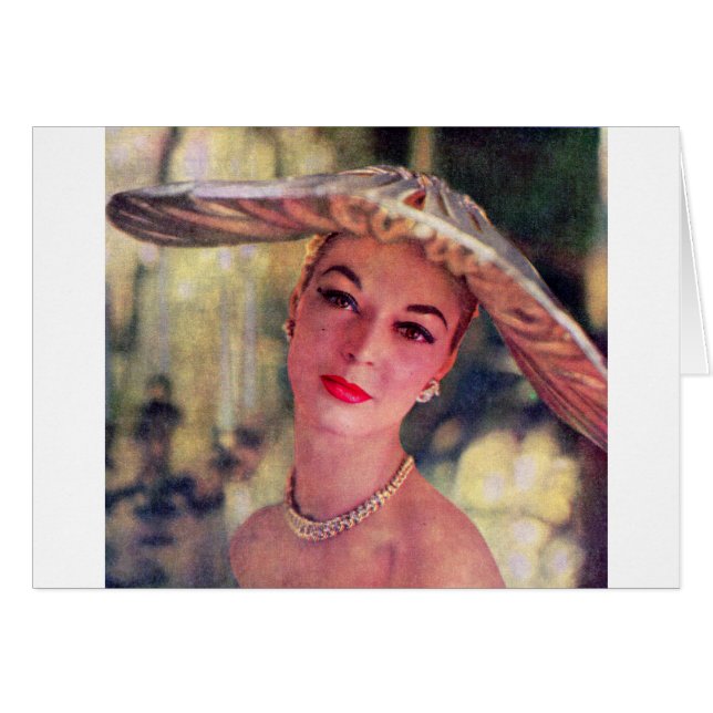 Cartão bonito senhora, chapéu grande (Frente Horizontal)