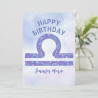 Bonito Símbolo Libra, Feliz Aniversário Púrpura e