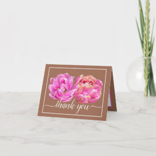 Cartão Bonito Tulipas Cor-de-Rosa Buquê Quadrado