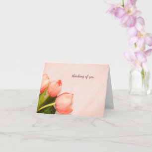Cartão bonito tulipas rosa simples pensamento floral de v