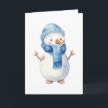 Cartão Bonito Watercolor Snowman<br><div class="desc">Bonito Watercolor Snowman</div>