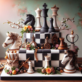 CARTÃO BONITO XADREZ TEMPORADO BOLO DE ANIVERSÁRIO