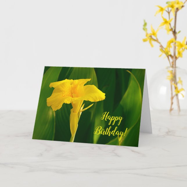 Cartão Bonito Yellow Tropical Canna Lily Flower Birday (Flor Amarela)