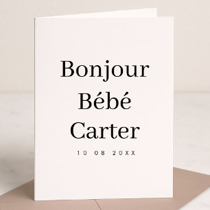 Cartão Bonjour Bébé   Minimalista Moderno Recém-Nascido