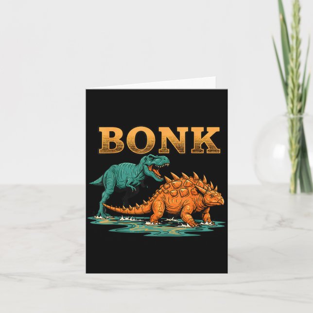 Cartão Bonk Dinosaur Funny Prehistoric Humor Design  (Frente)