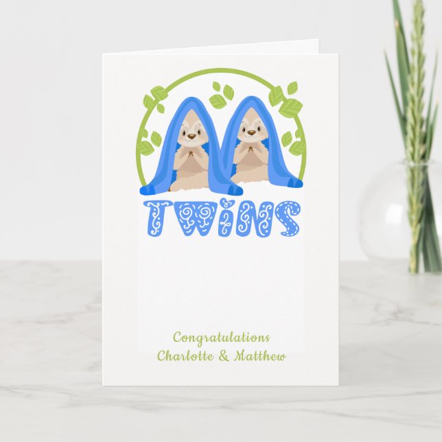 Cartão Bons Bebês Gêmeos Novos e Bonitos (Frente)