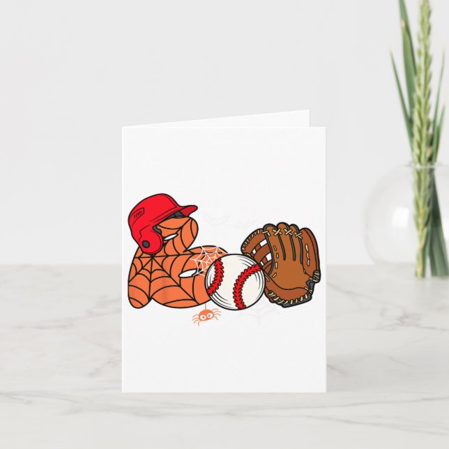 Cartão Boo Baseball Halloween Player Catcher Spocher (Frente)