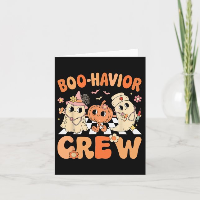 Cartão Boo Havior Crew Cute Halloween Terapista Fantasma  (Frente)