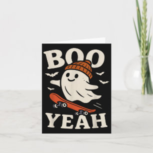 Cartão Boo Yeah Fantasma Engraçado Em Beanie Skateboard H