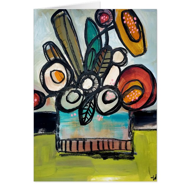 Cartão Book — floral pintado à mão (Frente)