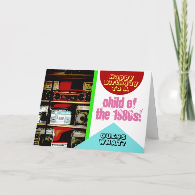 Cartão Boombox Boom Box Criança dos anos 80 Diversão de A (Frente)