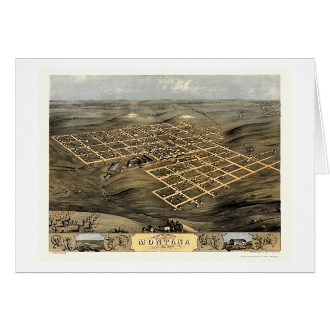 Cartão Boone (Montana), mapa panorâmico de IA - 1868 (Frente Horizontal)
