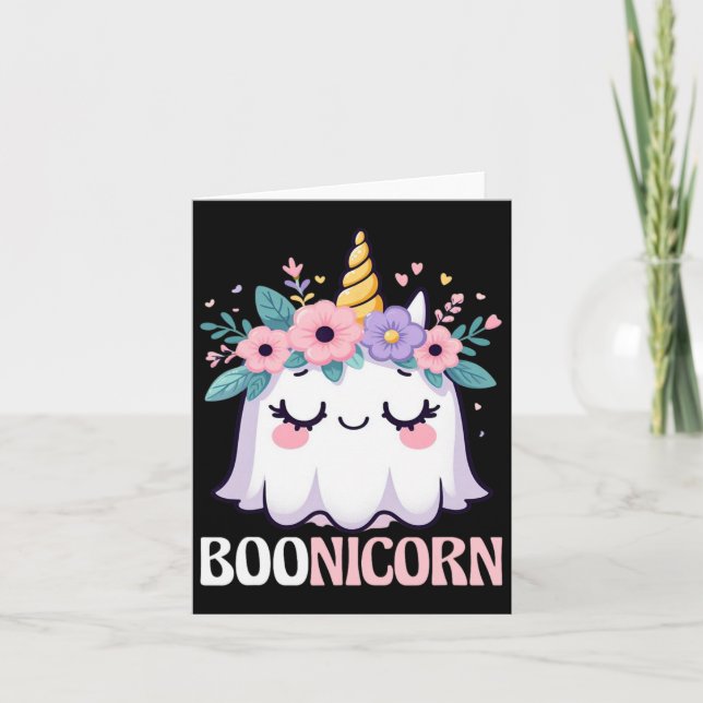 Cartão Boonicorn Unicorn Ghost Halloween Men (Frente)