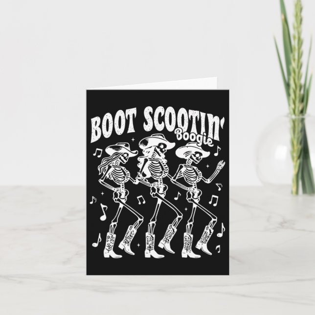 Cartão Boot Scootie Retro Western Skeleton Dancin (Frente)