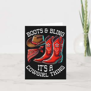 Cartão Boots and Bling Cowgirl Rodeo Horseback Wing