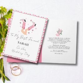 Cartão Boots e Parabéns de espuma cor-de-rosa