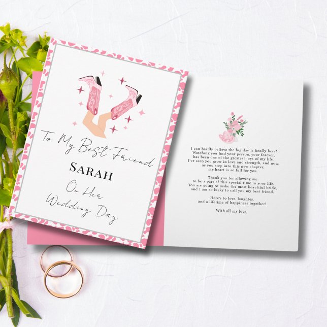 Cartão Boots e Parabéns de espuma cor-de-rosa (Criador carregado)