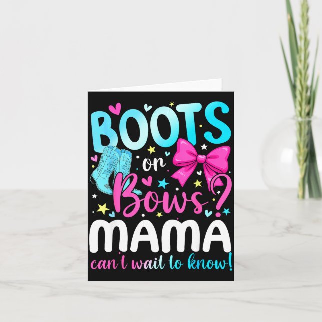 Cartão Boots Or Bows Mama Loves You Gender Reveal Party  (Frente)