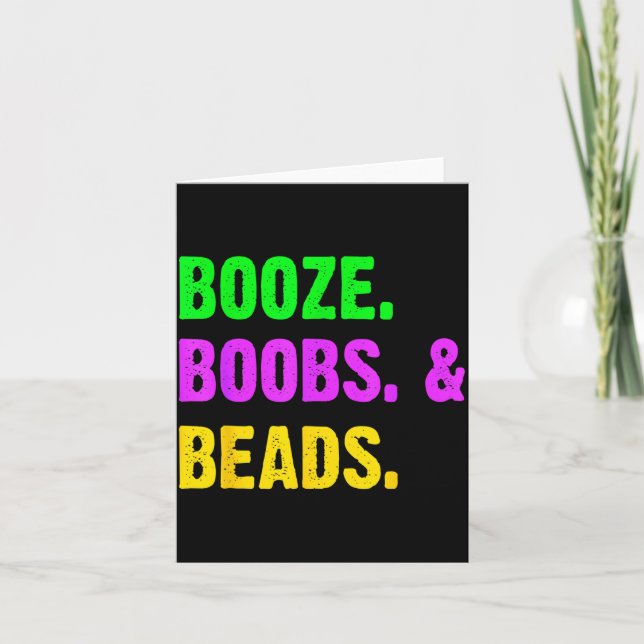 Cartão Booze S Beads Funny Mardi Gras New Orleans Festiva (Frente)