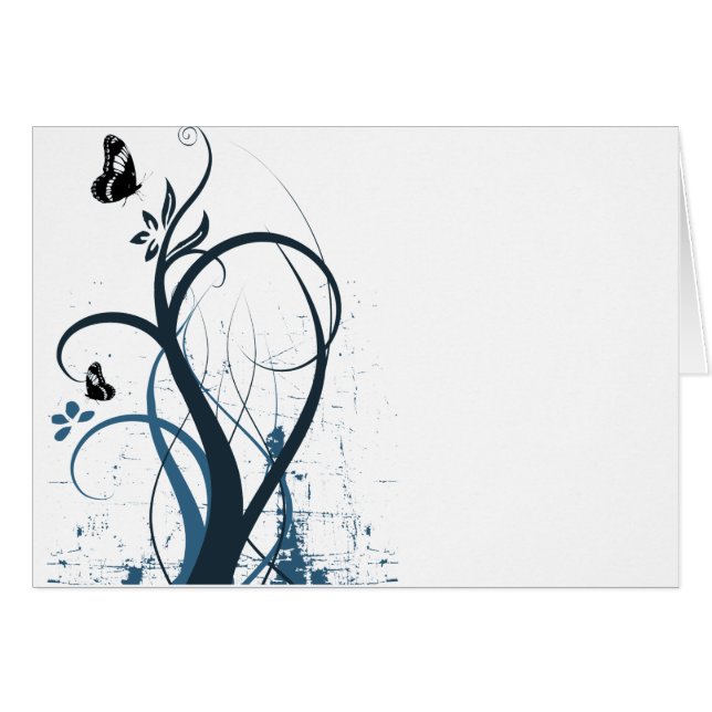 Cartão Borboleta 2 do redemoinho do Grunge - azul (Frente Horizontal)