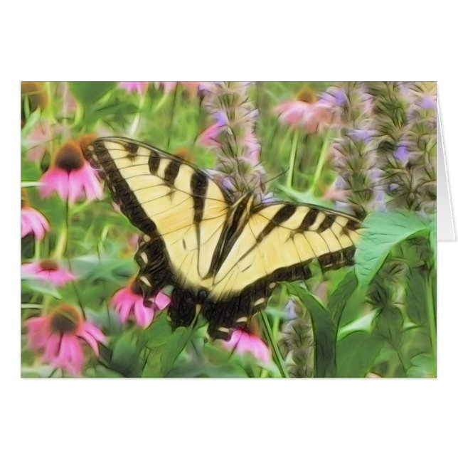Cartão Borboleta amarela de Swallowtail no jardim do (Frente Horizontal)