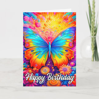 Cartão Borboleta artística Abstrato | Feliz aniversário