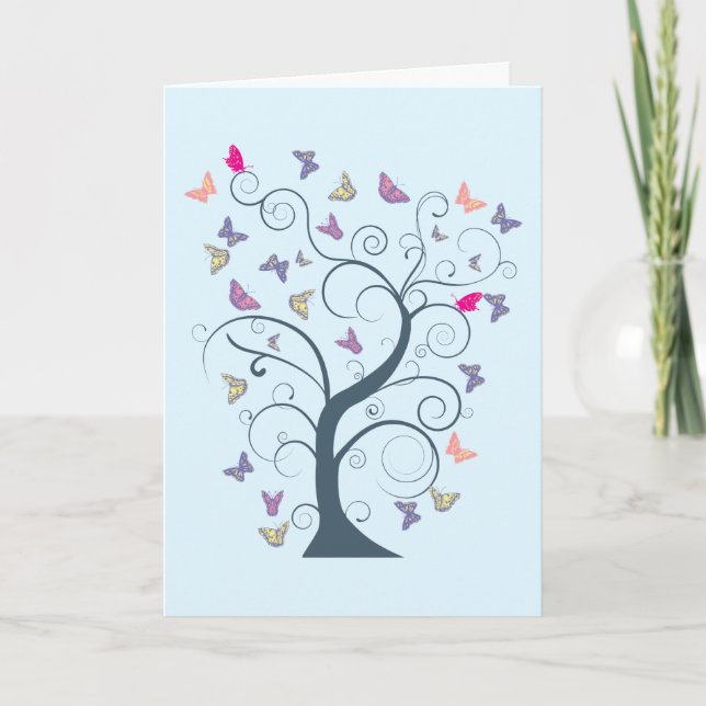 Cartão Borboleta Árvore 1 ~ Borboletas Personalizar Model (Frente)