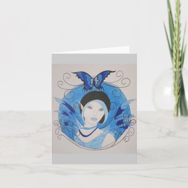 Cartão Borboleta azul Notecard (Frente)
