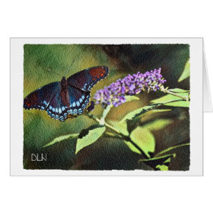 Cartão Borboleta Azul/Vida Selvagem/Aparência de Aquarela