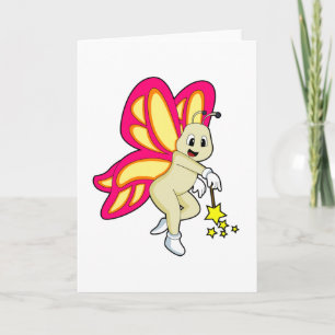 Cartão Borboleta como Feiticeiro com varinha mágica