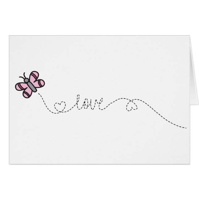 Cartão borboleta cor-de-rosa do amor (Frente horizontal)