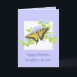 Cartão Borboleta de Swallowtail na arte da flor do<br><div class="desc">Borboleta de Swallowtail da aguarela na arte da flor do Hydrangea</div>