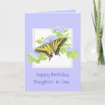 Cartão Borboleta de Swallowtail na arte da flor do<br><div class="desc">Borboleta de Swallowtail da aguarela na arte da flor do Hydrangea</div>