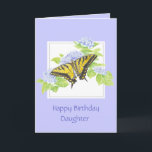 Cartão Borboleta de Swallowtail na arte da flor do<br><div class="desc">Borboleta de Swallowtail da aguarela na arte da flor do Hydrangea</div>