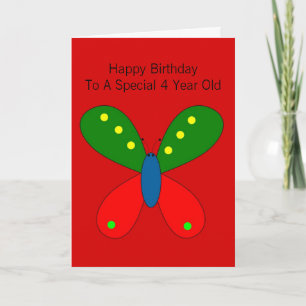 Cartão Borboleta Design personalizada 4º aniversário