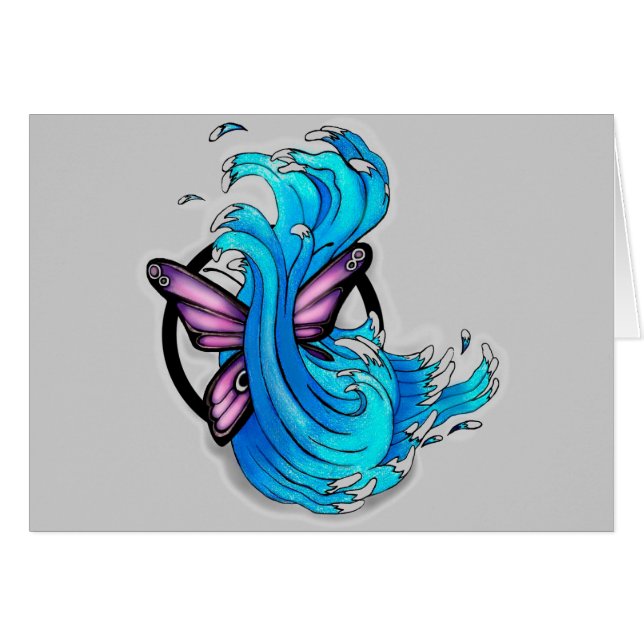 Cartão Borboleta e ondas (Frente Horizontal)