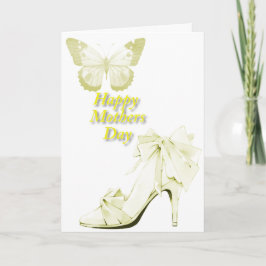 Cartão Borboleta e Sapato em Amarelo