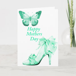 Cartão Borboleta e Sapato em Verde