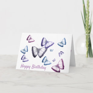 Cartão Borboleta Feliz Aniversário de Saudação Personaliz