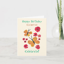 Cartão Borboleta Laranja Moderna do Século Médio